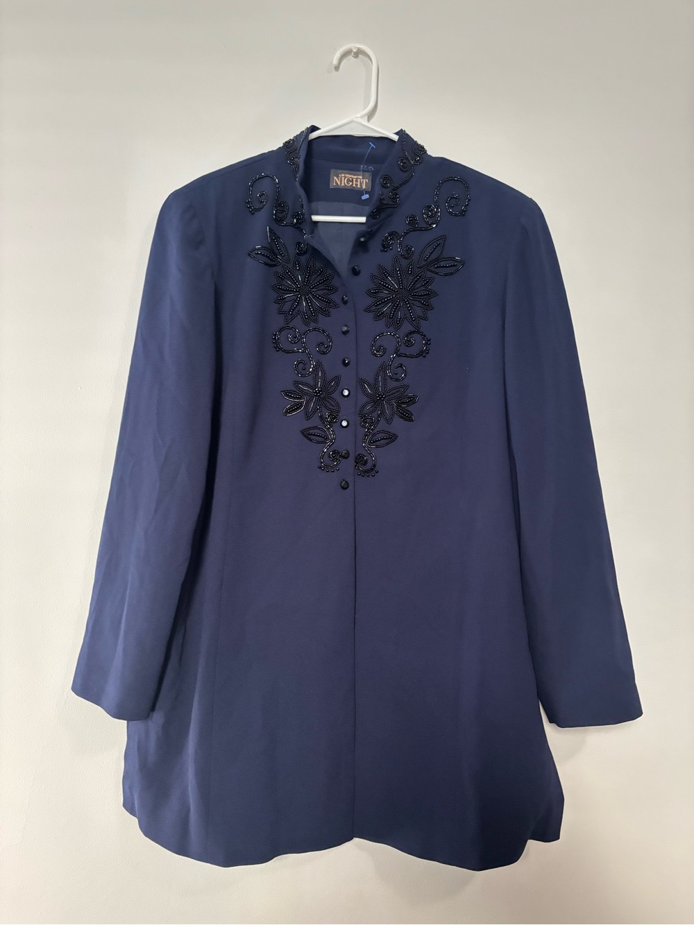 Vintage Liz Claiborne Night Navy Beaded Top